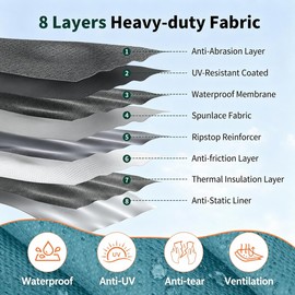 Travel Trailer RV Cover, Extra-Thick Upgraded 8 Layers for Camper Cover 27'-30' Windproof Waterproof Rip-Stop RV Covers with Adhesive Repair Patches, 2 Extra Long Windproof Ropes & 4 Tire Covers