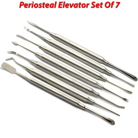MEDSPO Professional Dental Instruments Osteotome Periotome Luxating Elevator Implant | Orthodontic PDL Teeth | Surgical Root Extraction Spreading (Periosteal Elevator Set of 7)