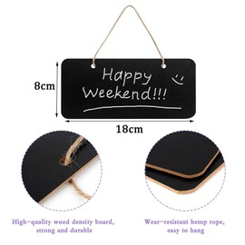 Pack of 10 Mini Blackboards, Rectangular Chalkboards, Hanging Blackboard, Erasable Message Board, Wooden Chalkboard for Hanging, Suitable for Home Office, Restaurant, Wedding, Birthday Party
