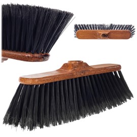KADAX Threaded Broom Head, Width 27 cm, Broom with Robust Bristles, House Broom, Plastic Broom Broom without Handle (Brown)