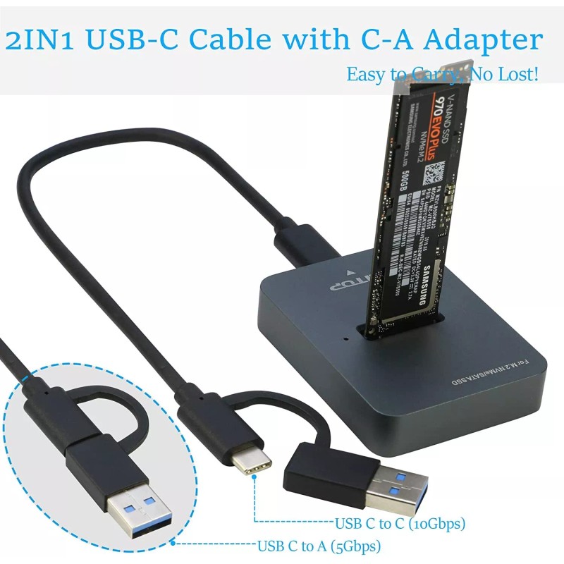 RIITOP M.2 to USB Docking Station,NVMe to USB C Reader
