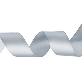 Weddecor Silver Double Sided Satin Ribbon Polyester Fabric for Arts and Crafts, Sewing, Bows, Birthday, Clothing, Dresses, Gift Wrapping - Decoration for Wedding, 15mm x 25 Metres
