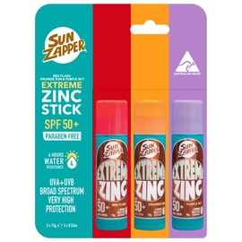 Sun Zapper Extreme Zinc SPF 50+ Stick Triple Pack (Red/Orange/Purple) 15g X 3