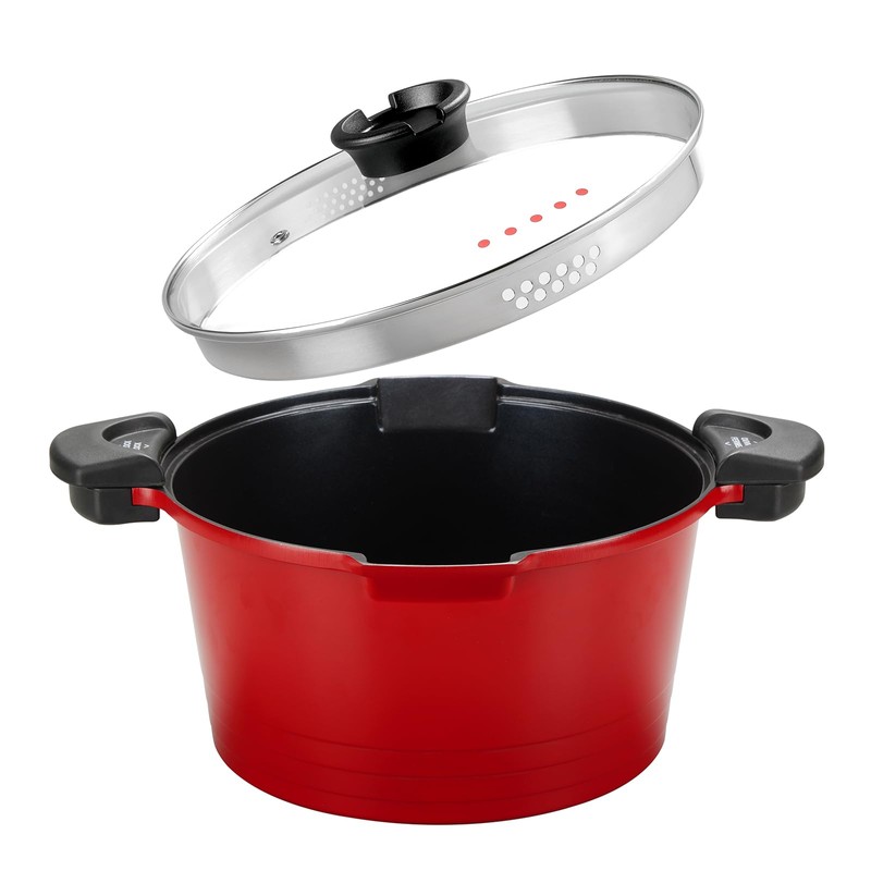 5qt Pasta Pot with Strainer Lid, Cast Aluminum Stockpot Multipot,