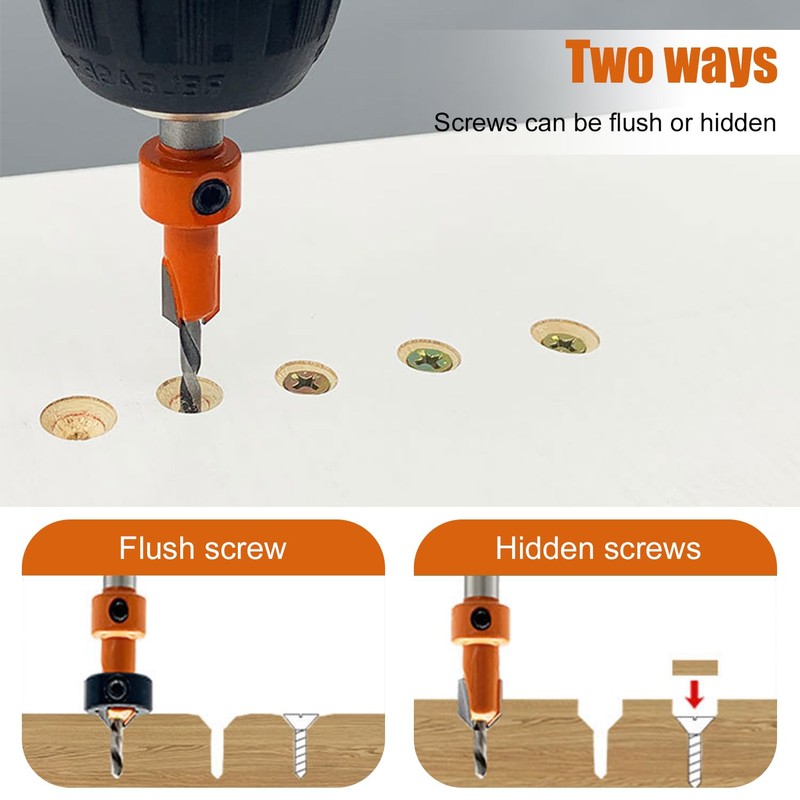 Wood Drill Bit with Countersink Suit, Not Easy to Slip