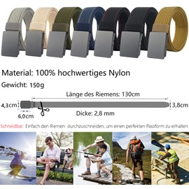 LionVII Belt for Men with Metal Buckle, Work Belt, Adjustable Tactical Military Fabric Belt, 130 cm, Wheat