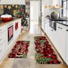 2-Piece Christmas Kitchen Mat Set with Non-Slip Washable Polyester, Truck