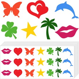 210 pegatinas de bronceado para tomar el sol perforadas para el bronceado autoadhesivo para la cama de bronceado, pegatinas de bronceado de corazón, labios, 7 estilos (lindo estilo)