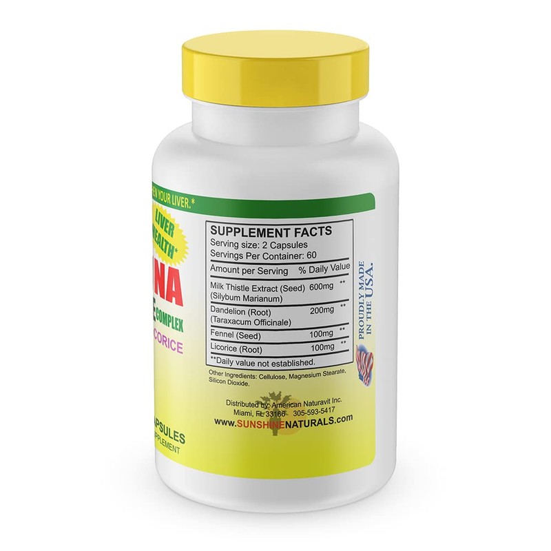 Sunshine Naturals Milk Thistle Complex. Liver Health Support, Detoxification, Antioxidant