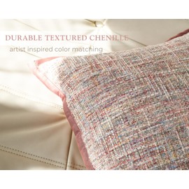 Juto Dusty Rose Pink Textured Woven Chenille Throw Pillow Cover 20x20 inch, Boho Accent Farmhouse Garden Decorative Pillow Case for Bed Sofa Couch, Pack of 2