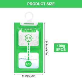 8 Pieces 100 g Dehumidifier Cabinet Moisture Absorber, Dehumidifier Bag for Hanging Anti-Mould Dehumidification Bag Set Desiccant Bag for Bathroom Kitchen Car Dehumidifier
