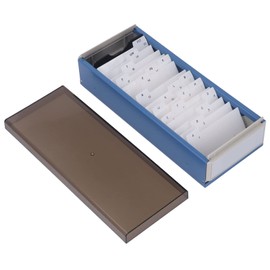 flexman Index Card Holder, 4.3 x 2.6 x 10.5 Inches, 800 Business Cards, Extendable Index Card Box, Index Card Organiser Case with Highly Transparent Cover for the Office (Blue)