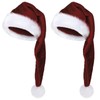 YYCRAFT Long Burgundy Santa Hat Deluxe Christmas Hat for Adults