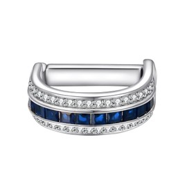 RunootPR Silver Tie Ring for Men Blue Crystal Tie Clip Cubic Zirconia Tie Clasp Business Wedding Suit Jewelry Gift