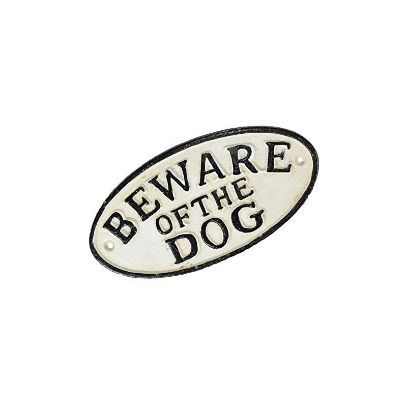 Beware of The Dog - Oval Cast Iron Sign Plaque