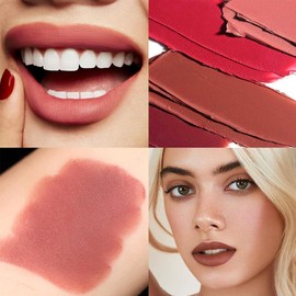 Nude Pink Lipstick,4 Colors Moisture Shine Hydrating Lipstick Pen,Long Lasting Highly Pigmented Creamy Matte Lip Gloss,Mini Lipstick Set,Lip Makeup Lipgloss for Women Girls Daily Makeup(#A)