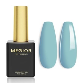 MEGIOR Blue Gel Nail Polish 15ML Greyish Blue Gel Nail Polish Soak Off UV LED Nail Lamp Gel Polish Nail Art Manicure Pedicure for Salon & Home Use, 0.5OZ