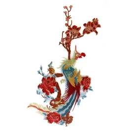 Large Peacock Applique Embroidery Lace Cord Fabric Patches Scrapbooking Sew on Decorative Dress 1 Piece