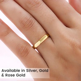 TJC Silver Rings for Women | Wedding Band Ring - 4mm Width | Available Sizes R | Silver Band Ring with Yellow Gold Plating | Ladies Silver Rings, Promise Rings for Women
