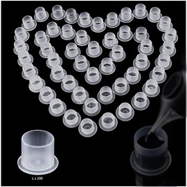 Yuronam 200PCS Large Tattoo Ink Caps with Base Plastic Pigment Cups for Tattoo Ink Tattoo Accessory Tattoo Supplies (200 pcs with Base)