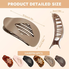 LOMUG Haarklammer Groß 4/6er Set - Flache Haarspangen Damen Rutschfeste French Haarklammern Flat Claw Clip für Alltag, Autofahren, Sport und Haarschmuck (6er Set)