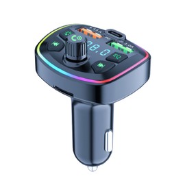 Bluetooth 5.3 Fm Transmitter for Car Bluetooth Car Adapter Transmitter with 2 Usb Port Car Charger Fast Charger Hands Free Calling Bass Lossless Fm Radio Music Hi-Fi Sound with Ambient Light