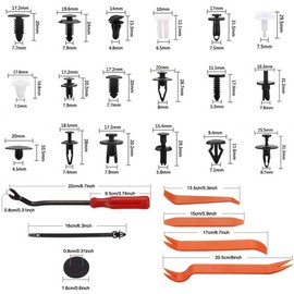 Car Retainer Rivet Clips Kit, Bst4U 450 PCS Universal Auto Black Nylon Clips Plastic Rivet Car Body Trim Clips Assortment with Fastener Remover Tools, Cable Ties, Bumper Push Retainer