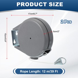 uxcell 39ft Retractable Clothesline Outdoor Indoor, Heavy Duty PVC Clothes Line Retracting Laundry Line with 12 Pcs Clothespins for Wet Dry Clothing, Gray
