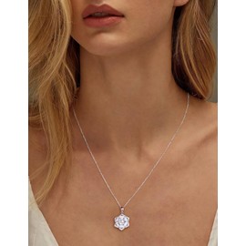 RANDES Six Leaf Clover Necklace 925 Sterling Silver Chain Dainty Oval Cut Opal Inlaid Lucky Flower Pendant October Birthstone Necklaces for Women