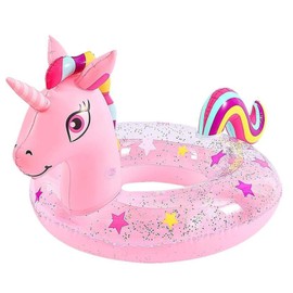 DAVBNM Unicorn Inflatable Floats Rings for Kids, Girls Unicorn Inflatable Pool Rings Floaties with Glitter for Kids Swimming Pool Water Sports, Summer Swimming Ring for Pool Toys Party, Pink