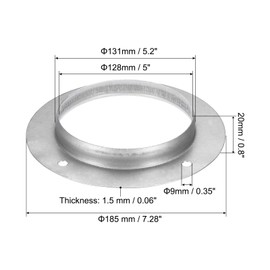 PATIKIL 5" Duct Connector Flange, 2 Pack Metal Straight Pipe Exhaust Flange Duct Mounting Plate for Heating Cooling Ventilation HVAC System