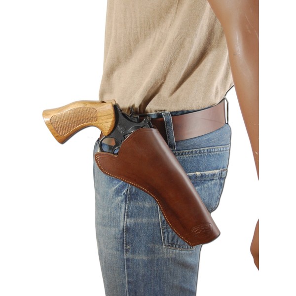Barsony New Brown Leather Cross-Draw Gun Holster for Ruger Super
