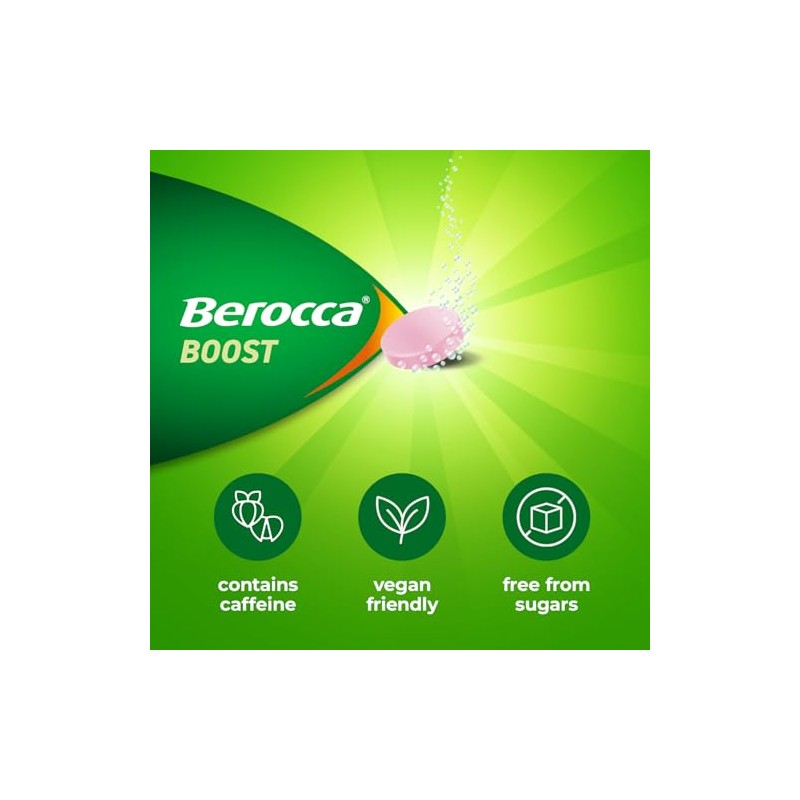 Berocca Boost Effervescent Tablets with Guarana & Caffeine, 20 Tablets