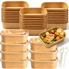 65 Pack 19oz Kraft Paper Snack Bowls with Lid, Disposable