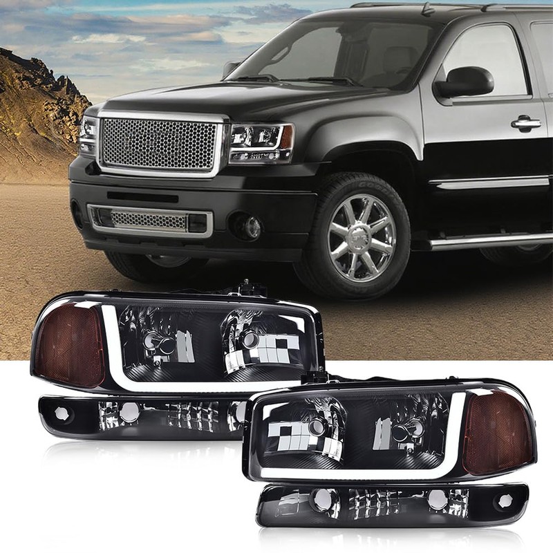 G-PLUS LED DRL Headlights Assembly, Compatible with 1999-2007 GMC Sierra