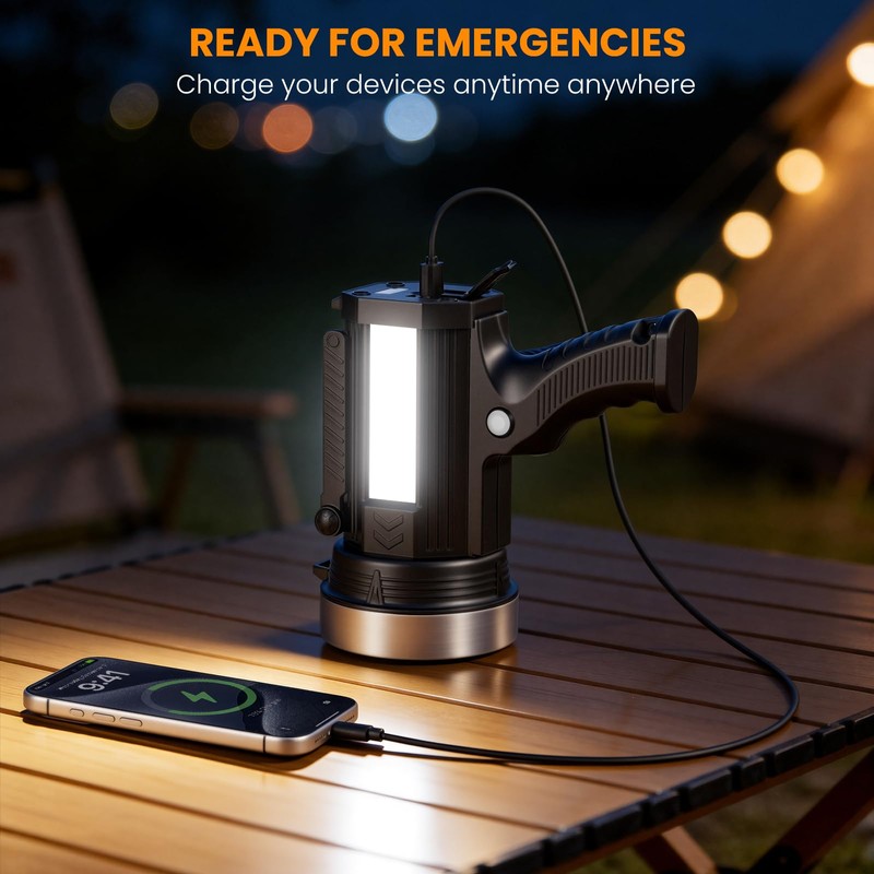 YIERBLUE Solar Power&Rechargeable Spotlight Floodlight Combo 2200,000 Lumen
