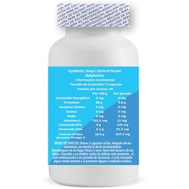 Omega 3 (aceite de pescado en polvo) con Vitamina E de 120 capsulas de 500 mg
