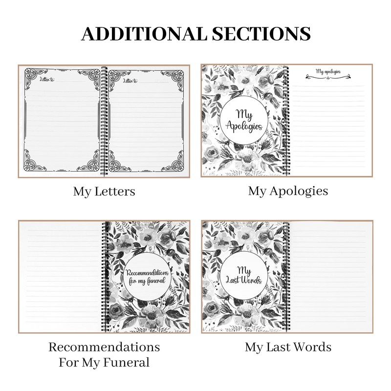 End of Life Planner Organizer Notebook with Pocket for Documents,