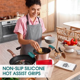 Patelai 4 Pcs Silicone Assist Hot Pan Handle Holder Pot Handle Covers for Cast Iron Skillets Holder Sleeve Nonslip Heat Resistant Pan Cover for Enameled Griddles Casserole Frying Cookware (Green)