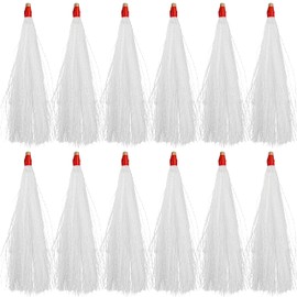 Fishing Bucktail Teasers Saltwater,12pcs Copper Tube Bucktail Flash Skirts Kit for Flounder Rig Fishing Teasers Plugs