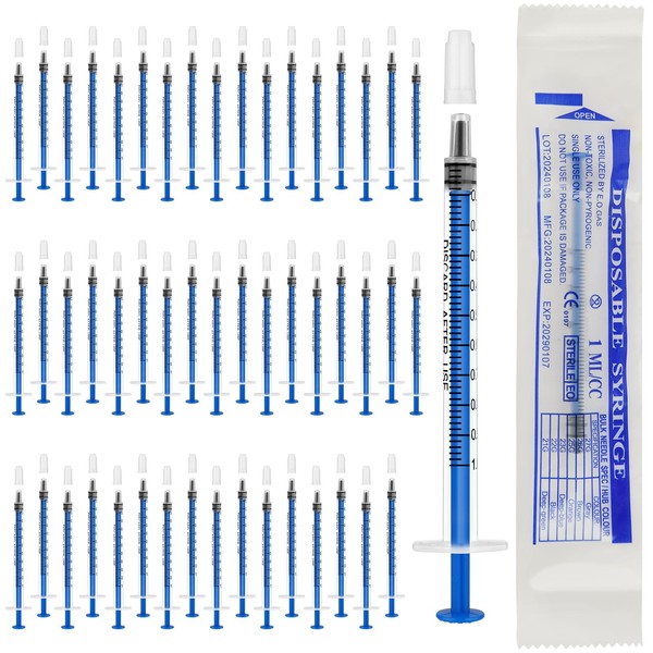 OFFCUP Plastic Syringes, 50pcs No Needle Syringe, 1ml Liquid Measuring