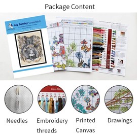 Happy Forever Cross Stitch Kits 11CT Stamped Patterns for Kids and Adults, Preprinted Embroidery kit for Beginner, Animal Cute Dogs (D450 Husky, Size 14''x13'')