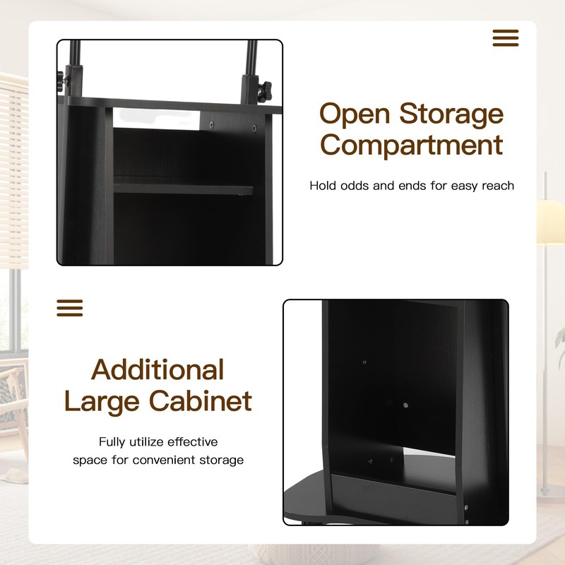 tonchean Lectern Podium Stand with Wheels Mobile Height Adjustable Church