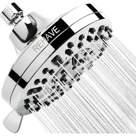 5.1-Inch Rainfall Shower Head with 63 Jets, 8 Spray Modes - Chrome Finish, Brass Angle-Adjustable, Anti-Clogging Silicone Nozzles