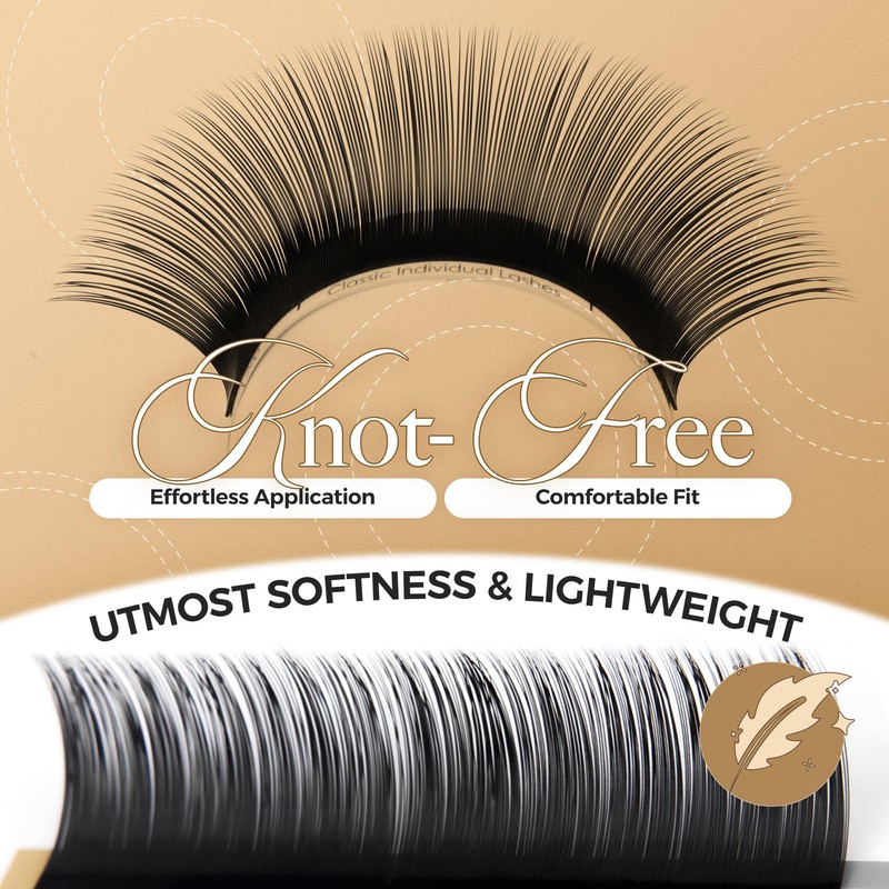 LASHVIEW Eyelash Extensions,Individual Lashes,Premium Single&Classic Lases,0.15 D Curl Thickness 13mm,Natural
