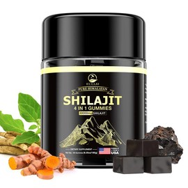Eullsi Pure Himalayan Shilajit for Men & Women, Organic Ashwagandha Gummies, 85+ Trace Minerals & 75% Fulvic Acid for Energy, Stamina & Immune Support, Vegan Non-GMO, 60 Count:_4pcs