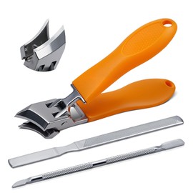 Toe Nail Clipper for Thick Nails, Large Slanted Nail Clippers Wide Jaw Opening Anti-Splash Slanted Nail Clipper Heavy Duty Clippers Ingrown Toenail Sharp Nail Clipper for Elderly Men Women (Orange)