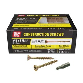 Grip-Rite 158GCS1 #8 x 1-5/8" Star Drive Gold Construction Wood Screw, 1lb Box