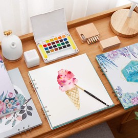 Art Supplies Artist Watercolor Paper Pad Pro Sketch Book Square Spiral Notebook Cold Pressed Acrylic Paper Refillable Oil Paint Pad for Watercolour Drawing Painting