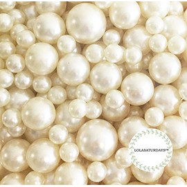 LolaSaturdays™ Pearls 850pcs Loose Beads - no Hole, Bulk vase Filler Pearls for centerpieces Jewelry or Wedding Decorations (Assorted, Ivory)